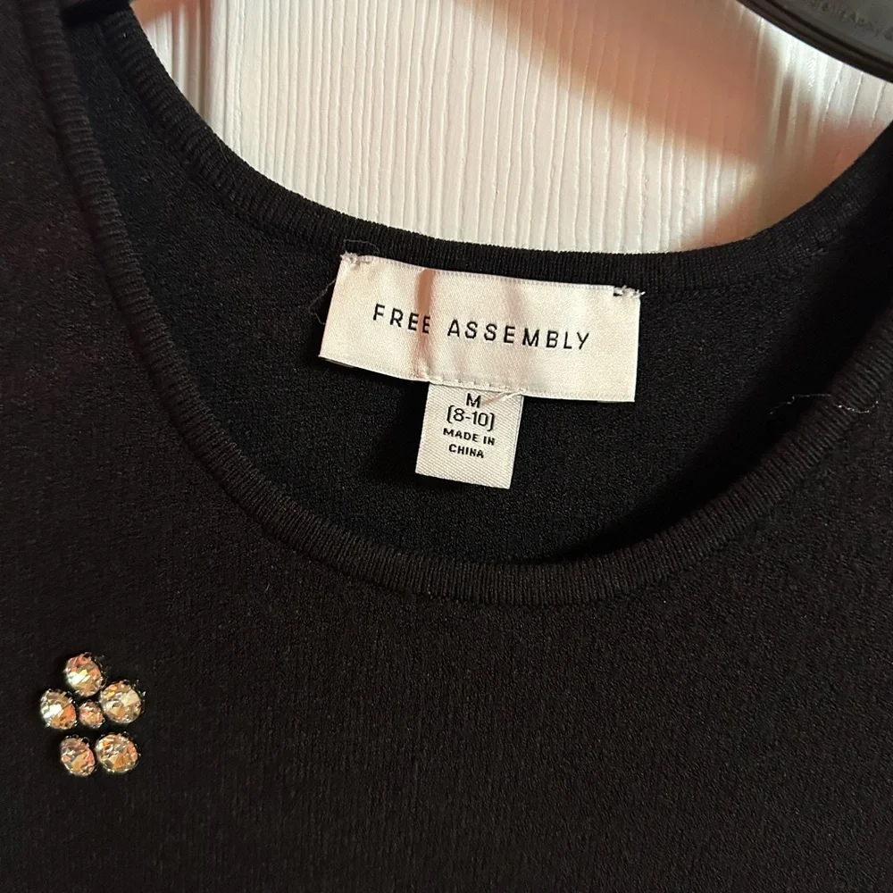 Free Assembly Elegant Black Sleeveless Dress with Floral Accents - Picture 3 of 15